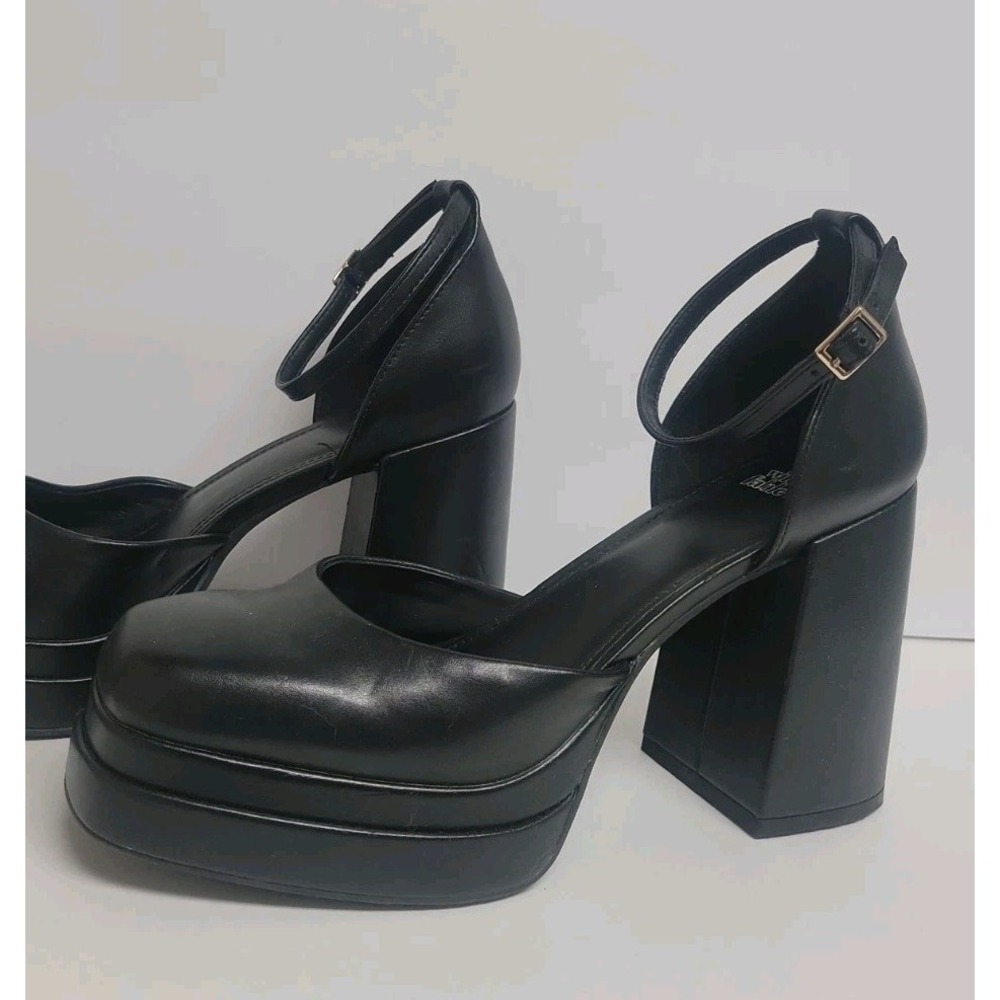 Mary Jane Chunky Black Platform Strappy Heels SZ 8.5 Wild Fable Goth Y2K